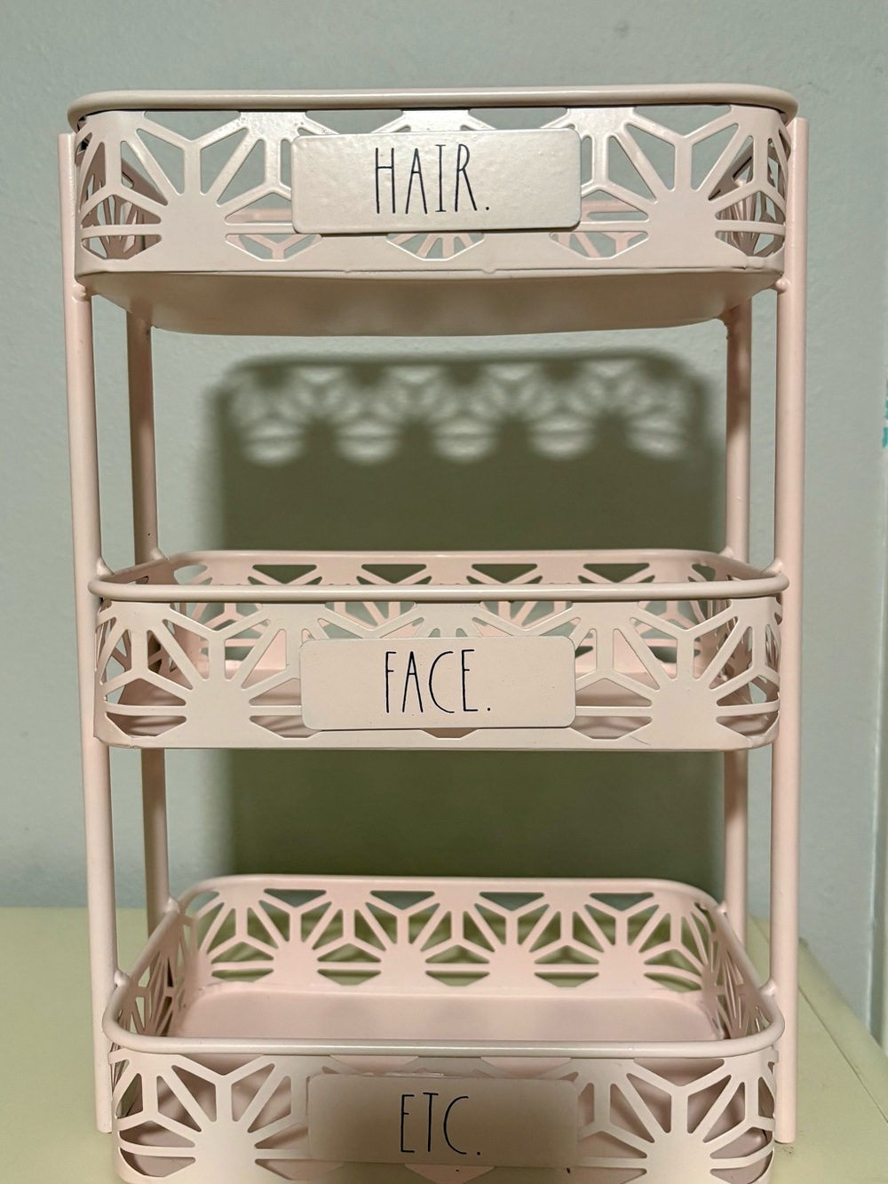 Rae Dunn Pink 3-Tier Metal Organizer